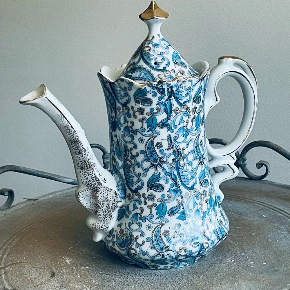 Lefton China Vintage Hand Painted Coffee / Tea  Pot # NE1972